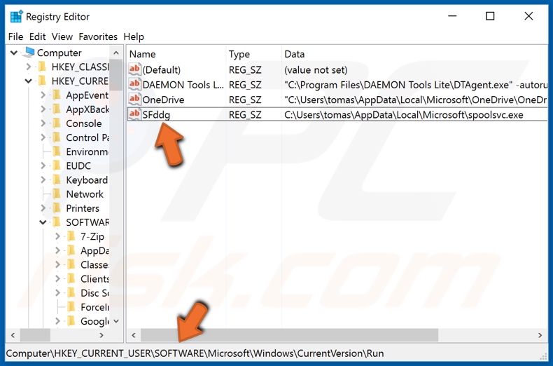 Spoolsvc.exe toegevoegd aan de RUN-sleutel in het register
