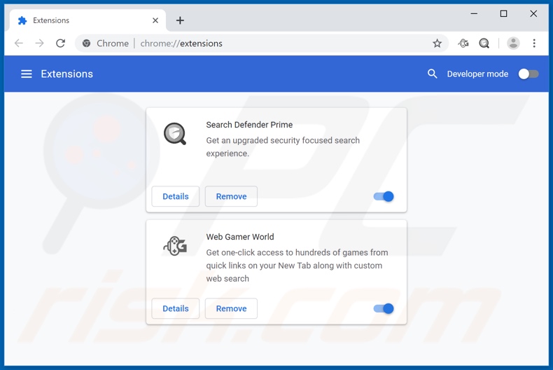 Verwijdering webgamerworld.com gerelateerde Google Chrome extensies