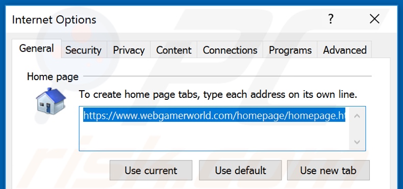 Verwijdering webgamerworld.com uit Internet Explorer startpagina