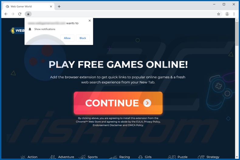 Website promoot de Web Gamer World browserkaper