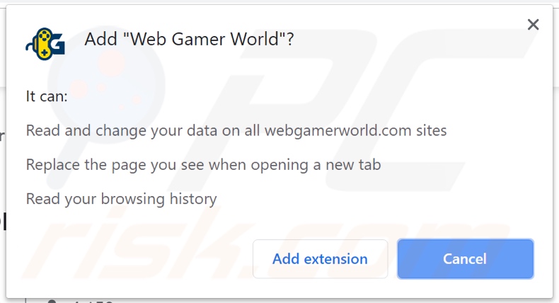 Web Gamer World vraagt om toestemmingen (Chrome)