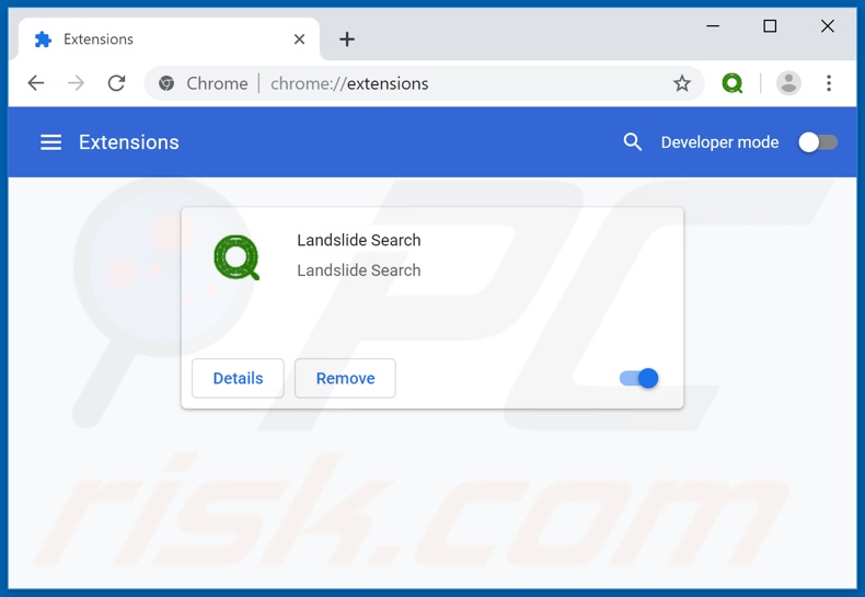 Verwijdering search.landslidesearch.com gerelateerde Google Chrome extensies