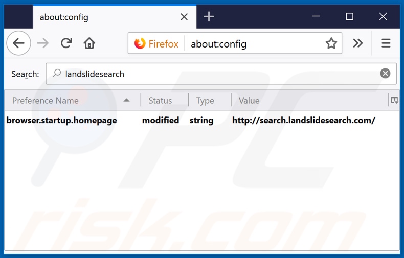 Verwijdering search.landslidesearch.com uit Mozilla Firefox standaard zoekmachine