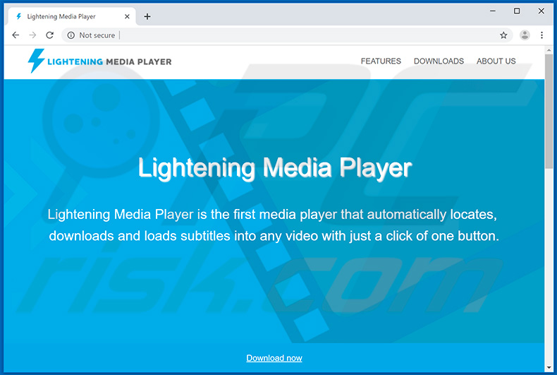 Lightening Media Player adware website