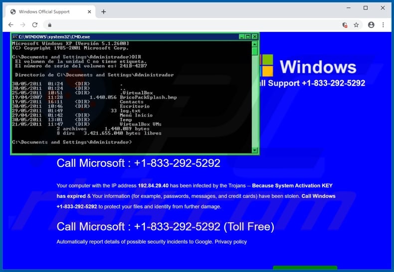 Microsoft Protected Your Computer valse Commando Prompt venster