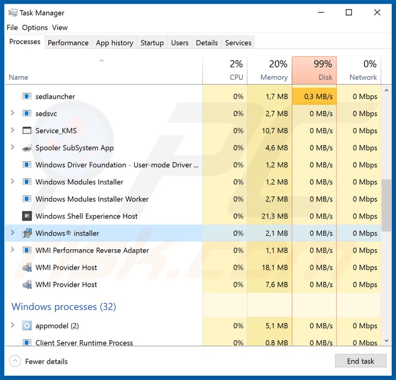 Mispadu kwaadaardig proces met de naam Windows Installer