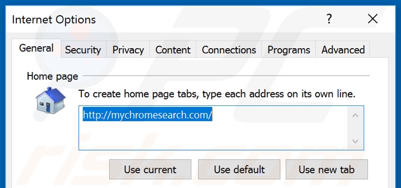 Verwijdering mychromesearch.com uit Internet Explorer startpagina
