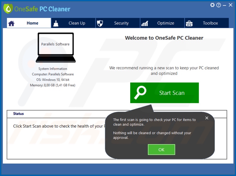 OneSafe PC Cleaner ongewenste applicatie