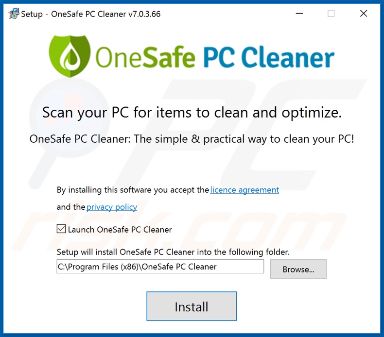 OneSafe PC Cleaner installatie-setup