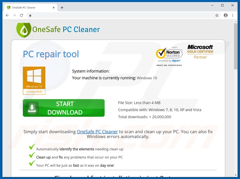 OneSafe PC Cleaner applicatie