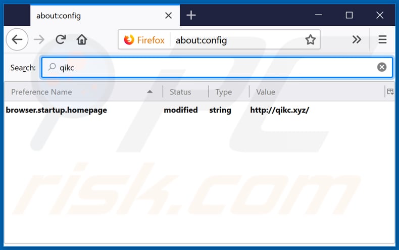 Verwijdering qikc.xyz uit Mozilla Firefox standaard zoekmachine