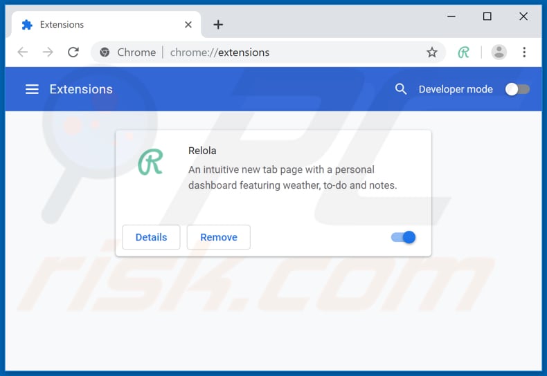 Verwijdering search.relola.com gerelateerde Google Chrome extensies