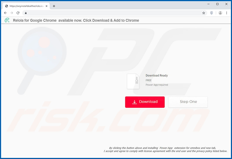 De Relola browserkaper wordt gepromoot door een website