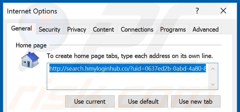 Verwijder hp.hmyloginhub.co als startpagina in Internet Explorer
