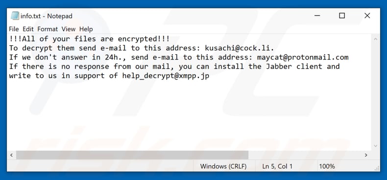 Adair ransomware tekstbestand (info.txt)