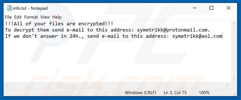 Bablo ransomware tekstbestand (info.txt)