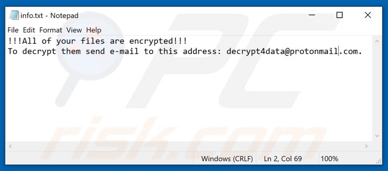 Devil ransomware tekstbestand (info.txt)
