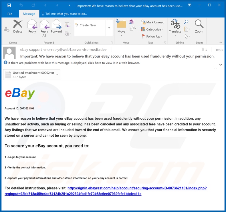 Spamcampagne met oplichtingsmail van eBay