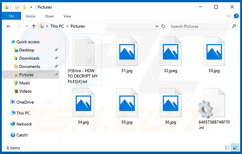 Files encrypted by Erica 3.0.1 ransomware