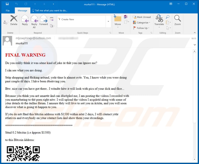 Final Warning spam campaigne