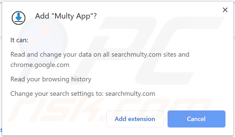 Multy App browserkaper vraagt toestemming