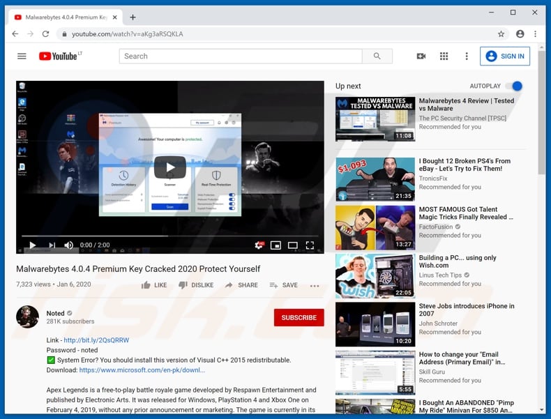 pashka ransomware via gehackt youtube kanaal