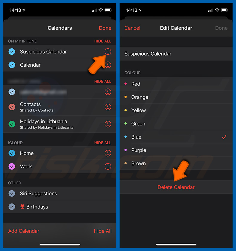 Verwijderen van malafide agenda's van mobiele Apple apparaten (stap 2)