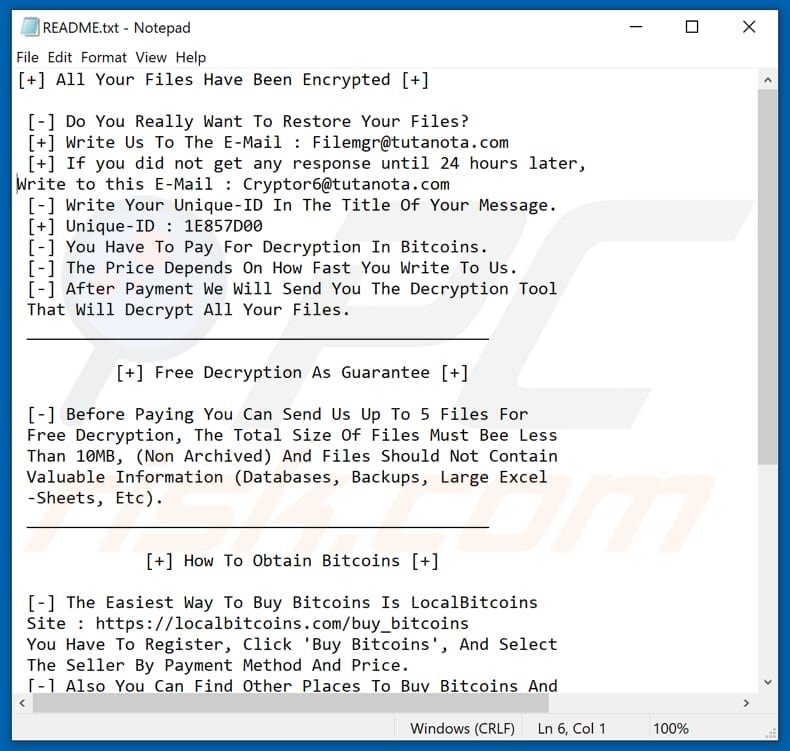 WannaScream ransomware tekstbestand (README.txt)
