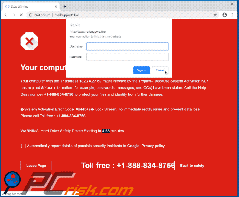 Your Computer Has Been Locked pop-up scam (GIF)
