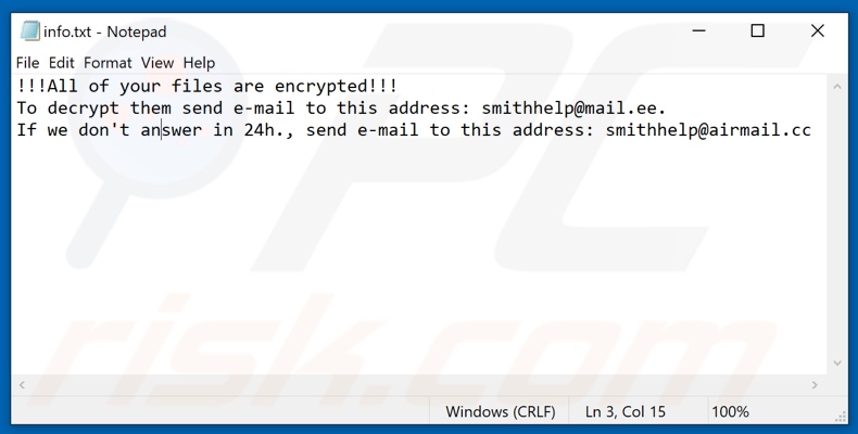 Barak ransomware tekstbestand (info.txt)