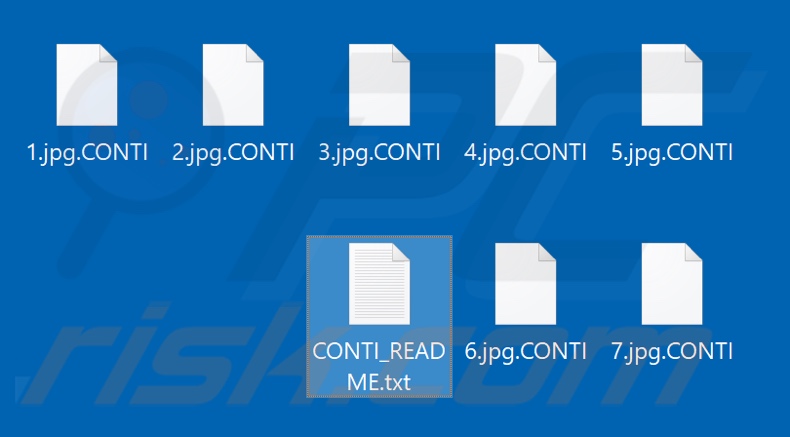Bestanden die zijn versleuteld door CONTI ransomware (.CONTI extensie)