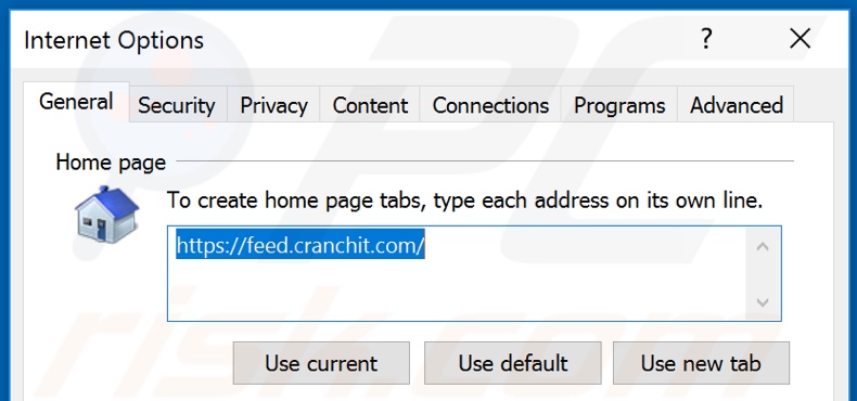 Verwijder feed.cranchit.com als startpagina in Internet Explorer