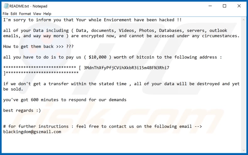 DEMON ransomware tekstbestand (README.txt)