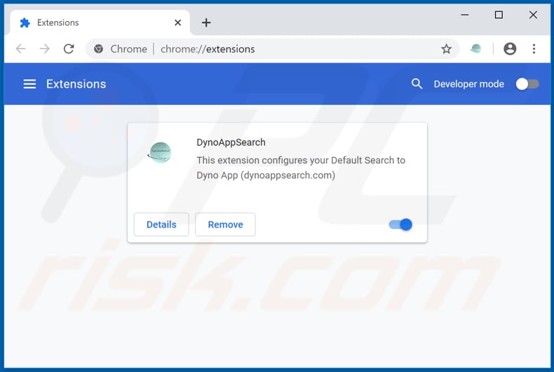 Verwijdering dynoappsearch.com gerelateerde Google Chrome extensies