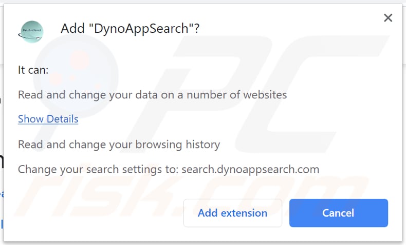 dynoappsearch browserkaper vraagt toestemmingen