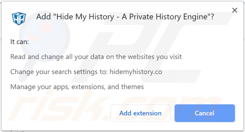 hide my history browserkaper vraagt toestemmingen