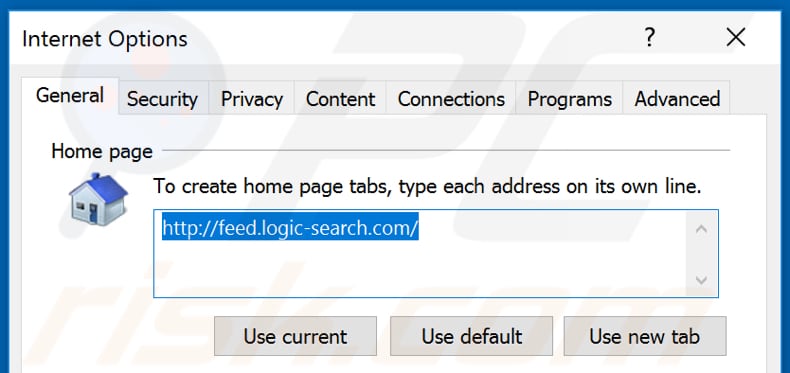 Removing feed.logic-search.com from Internet Explorer homepage