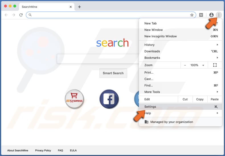 verwijder managed by your organization chrome stap 1