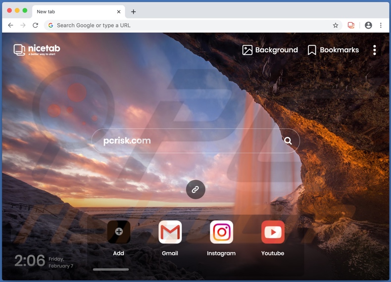 NiceTab StartPage browserkaper op een Mac computer