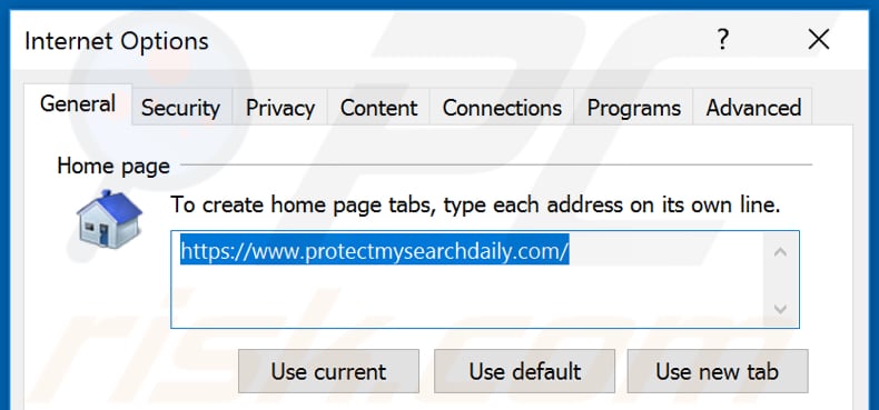 Verwijdering protectmysearchdaily.com uit Internet Explorer startpagina