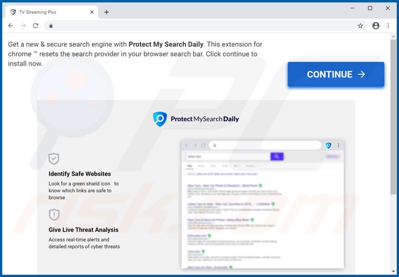 Website promoot de Protect My Search Daily browserkaper