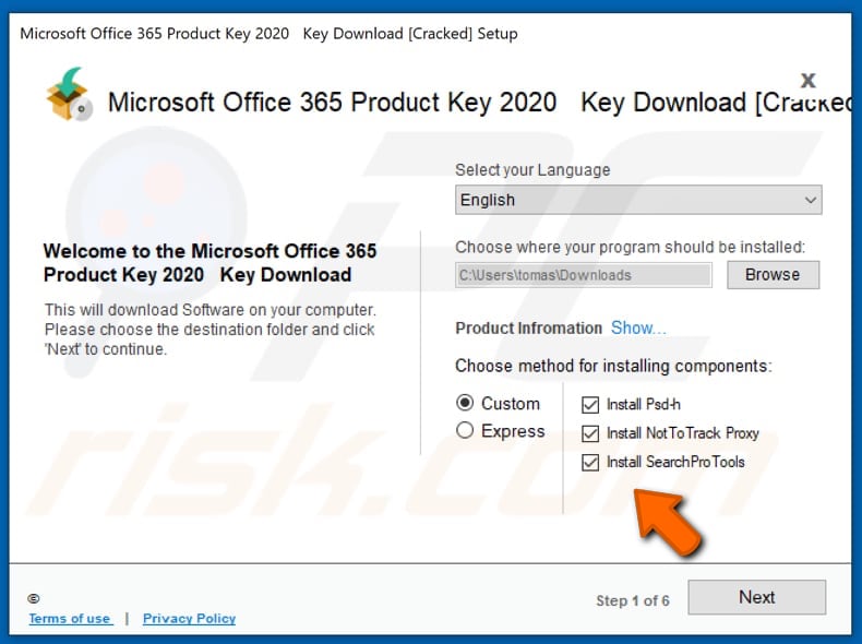onofficiële Microsoft Office activatie-tool verspreid SearchPro Tools