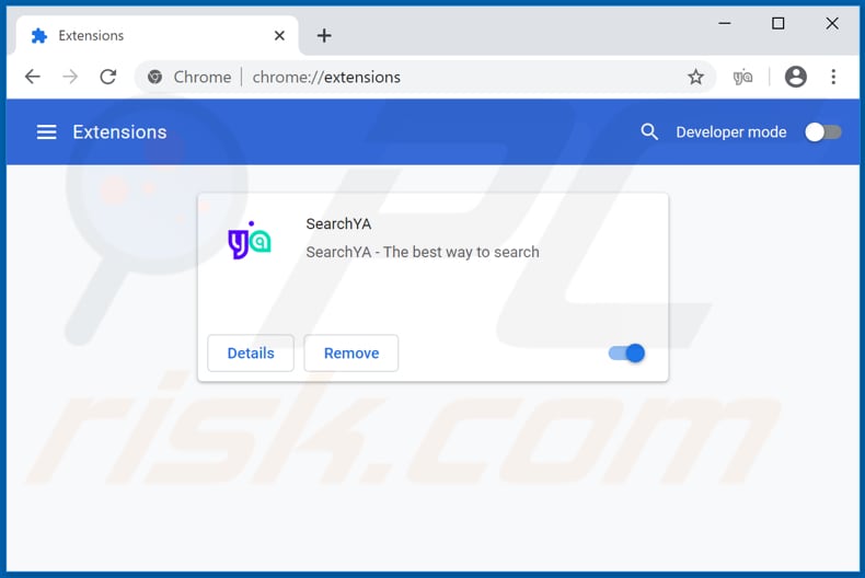 Verwijdering feed.search-ya.com gerelateerde Google Chrome extensies