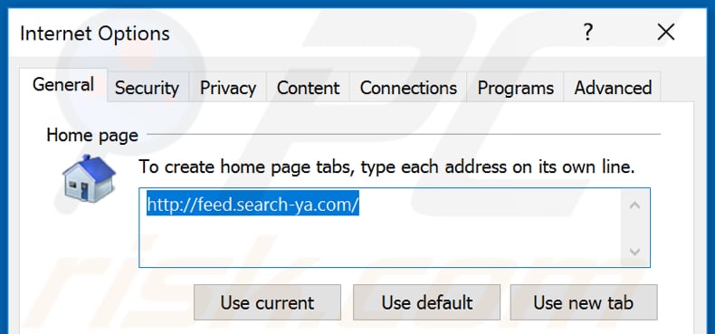 Verwijdering feed.search-ya.com uit Internet Explorer startpagina
