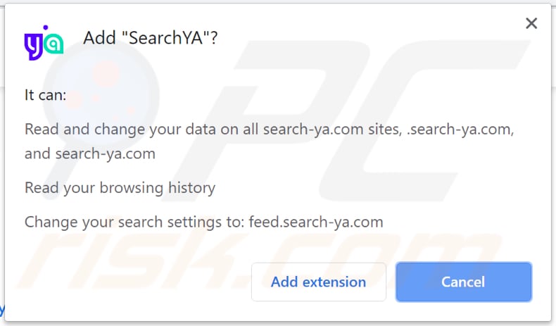 searchya vraagt toestemming om gegevens te lezen en te wijzigen: