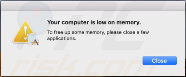 Your computer is low on memory oplichting