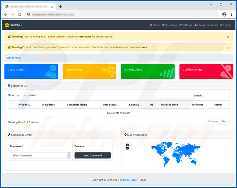 BlackNET trojan voor externe toegang admin paneel