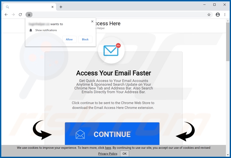 Website promoot de Email Access Here browserkaper