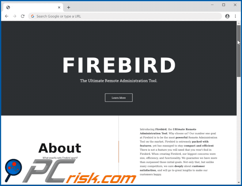 Website promoot de FireBird trojan voor externe toegang