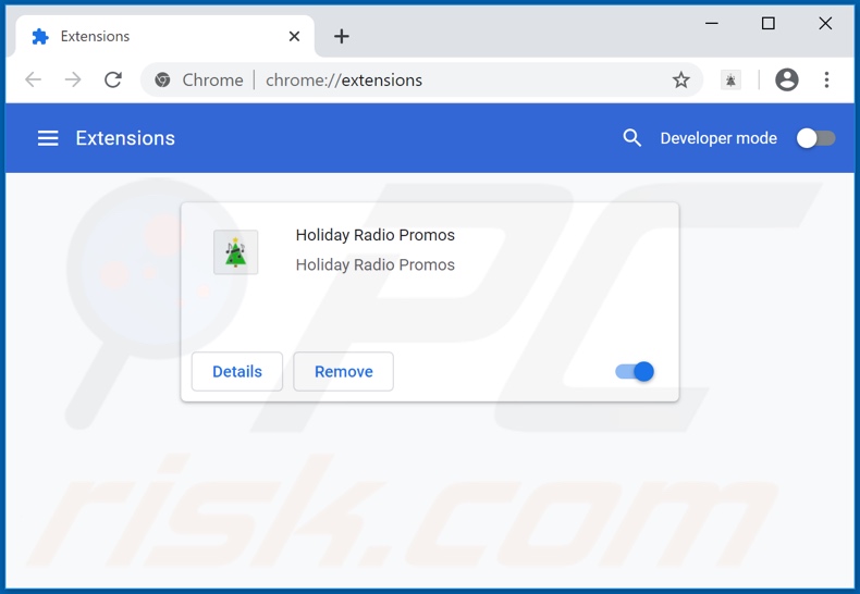 Verwijdering Holiday Radio Promos  advertenties uit Google Chrome stap 1